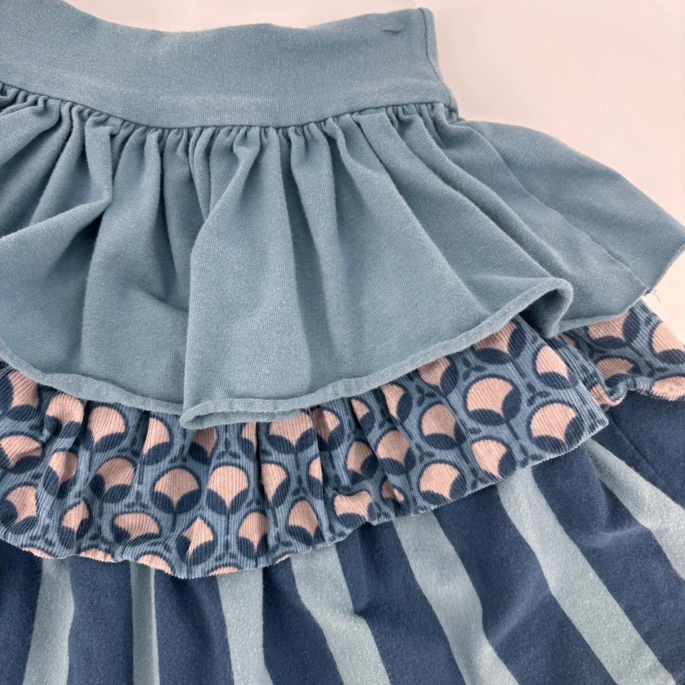Persnickety‎ Girls Skirt Size 5 Blue Tiered Ruffle Jeweled Forest Audrey